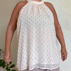 Torrid White and Gold Halter Blouse